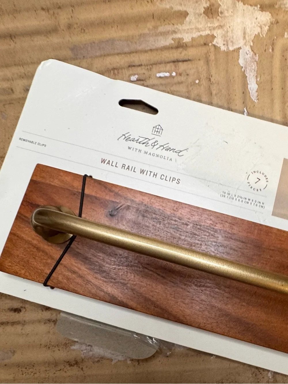 Hearth & Hand Brass Clip Rail on Wood